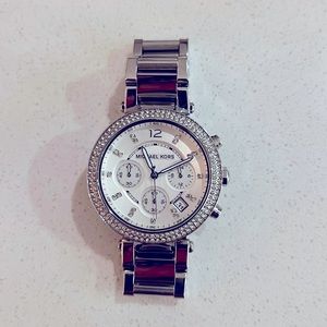 Michael Kors Oversized Pavé Silver-Tone Watch